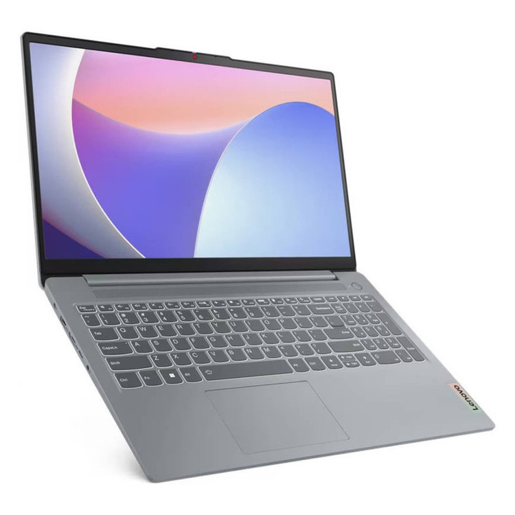 محصول نمونه تستی لپتاپ لنوو مدل IdeaPad Slim 3 15AMN8 با پردازنده Ryzen 3-7320U، رم LPDDR5 8GB با فرکانس 5500MHz، حافظه SSD با ظرفیت 512GB، نمایشگر 15.6 اینچ TN با وضوح Full HD