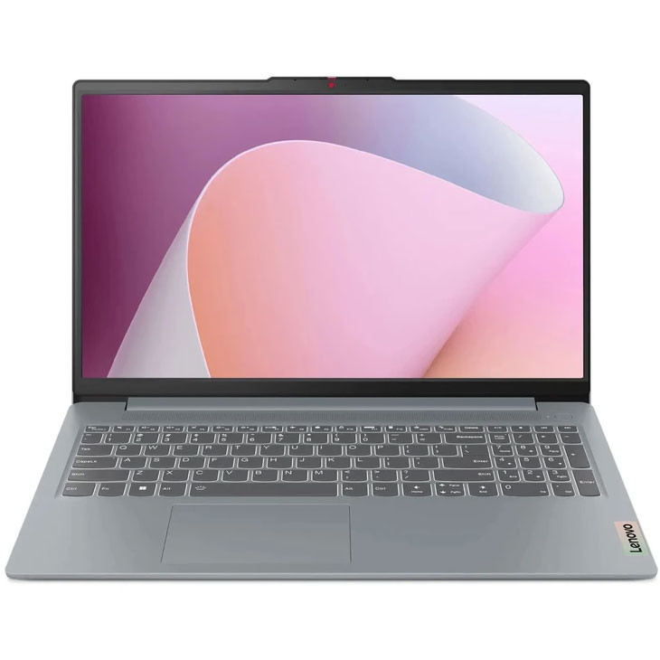 محصول نمونه تستی لپتاپ لنوو مدل IdeaPad Slim 3 15AMN8 با پردازنده Ryzen 3-7320U، رم LPDDR5 8GB با فرکانس 5500MHz، حافظه SSD با ظرفیت 512GB، نمایشگر 15.6 اینچ TN با وضوح Full HD