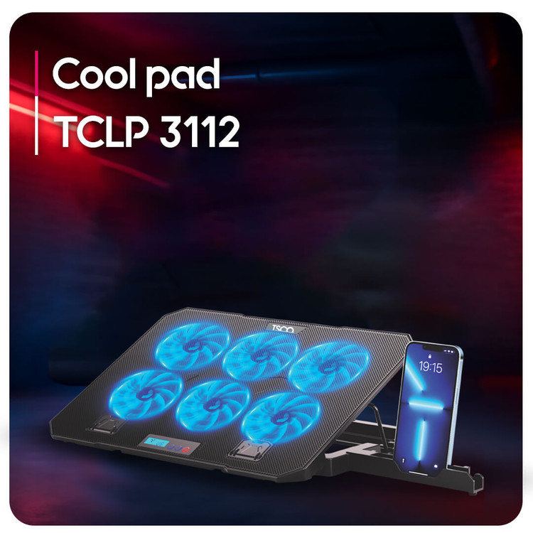محصول نمونه تستی پایه خنک کننده لپ تاپ دارای پورت USB تسکو مدل TCLP 3112 با قابلیت تنظیم ارتفاع